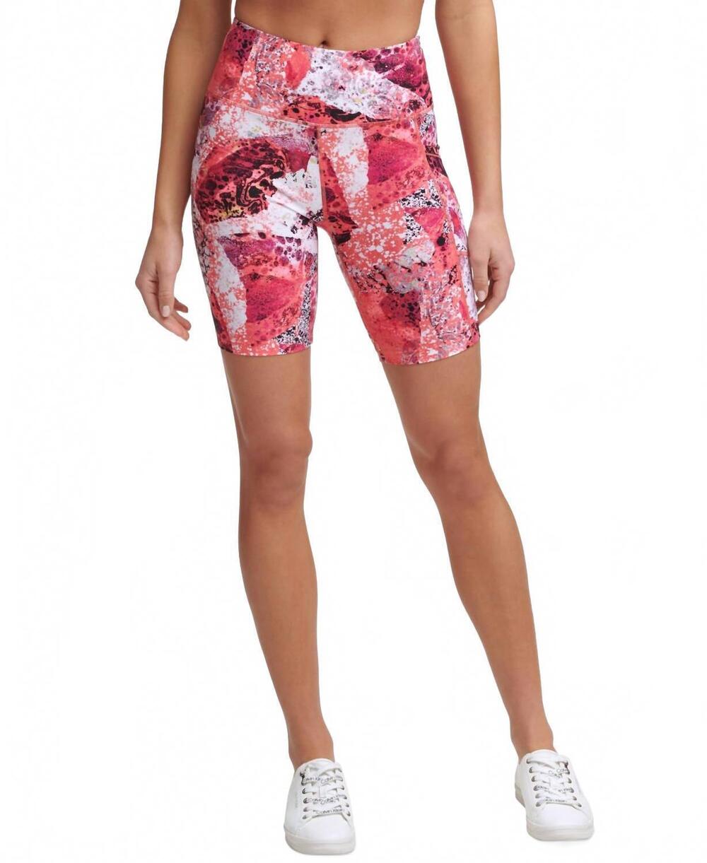 NEW CALVIN KLEIN activewear performance printed high-waist bike shorts in carboa